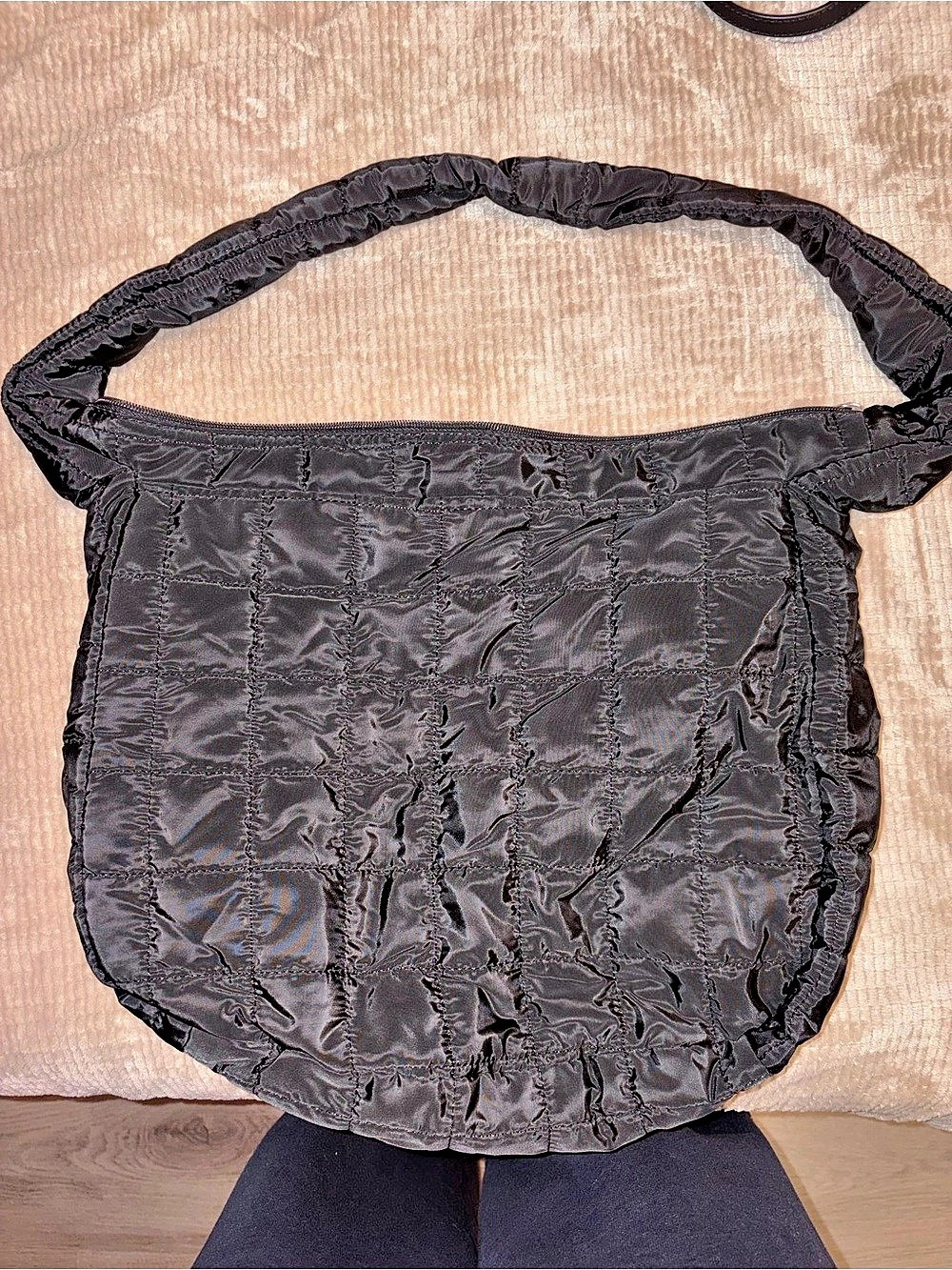 Quilted Oversized Shoulder Bag Black